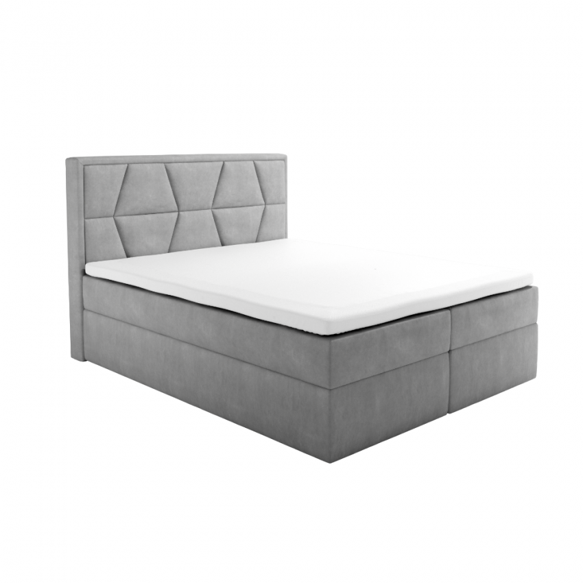 GRANTA szare łóżko kontynentalne z pojemnikiem na pościel - GRANTA szare łóżko kontynentalne z pojemnikiem na pościel